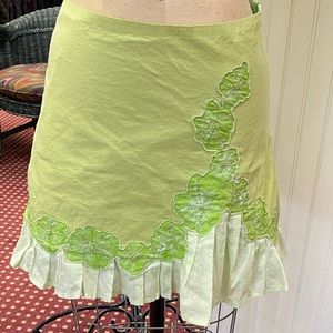 Basil & Maude Green Cotton Mini Skirt Size 6